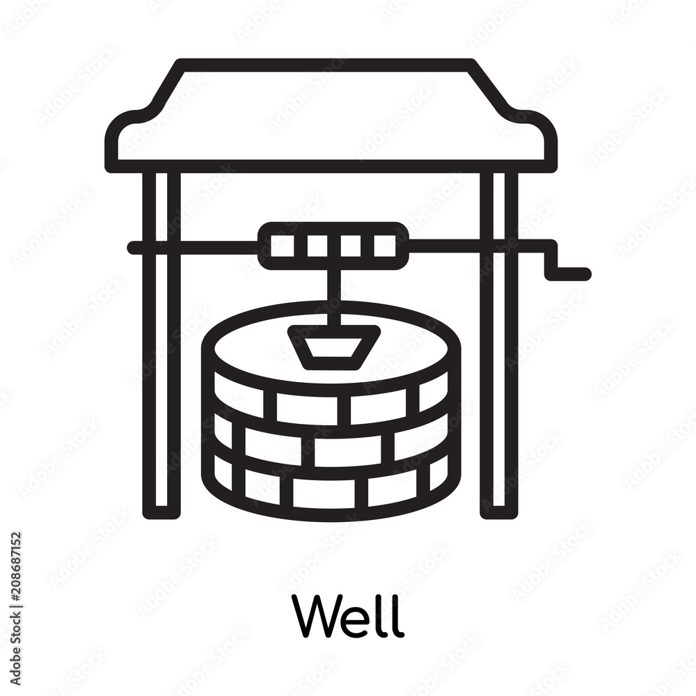Well icon vector sign and symbol isolated on white background, Well logo concept , outline symbol, linear sign , outline symbol, linear sign Well icon vector sign and symbol isolated on white background, Well logo concept , outline symbol, linear sign , outline symbol, linear sign