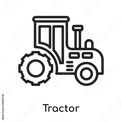 Tractor icon vector sign and symbol isolated on white background, Tractor logo concept , outline symbol, linear sign , outline symbol, linear sign