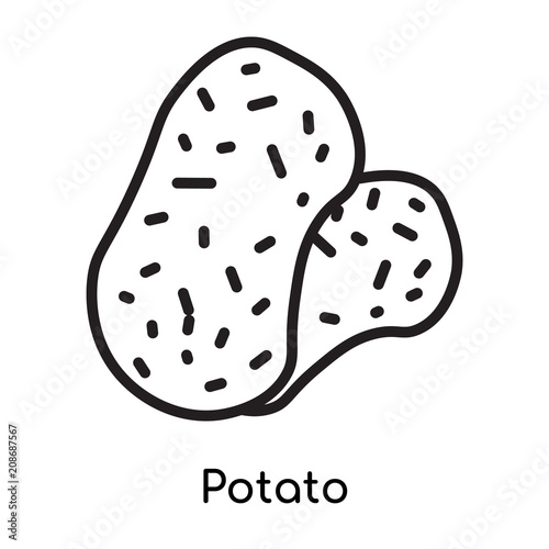 Potato icon vector sign and symbol isolated on white background, Potato logo concept , outline symbol, linear sign , outline symbol, linear sign