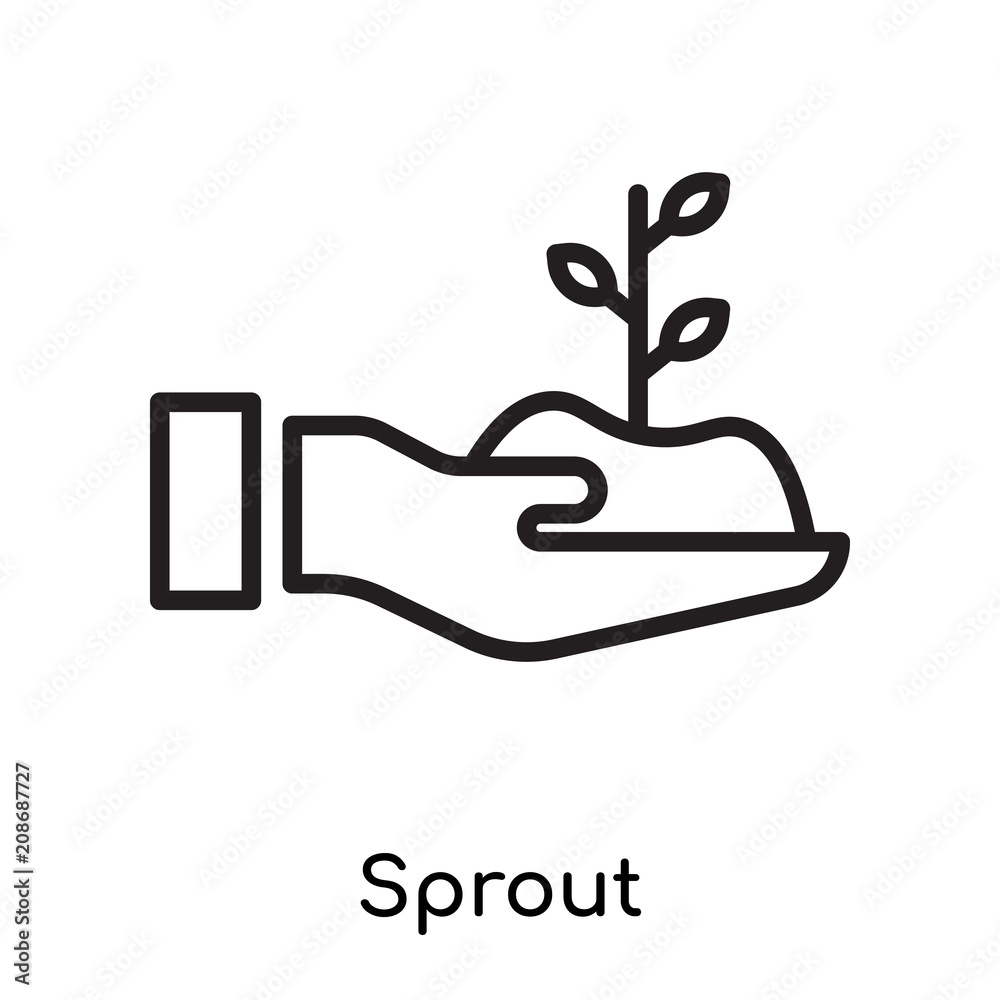 Sprout icon vector sign and symbol isolated on white background, Sprout logo concept , outline