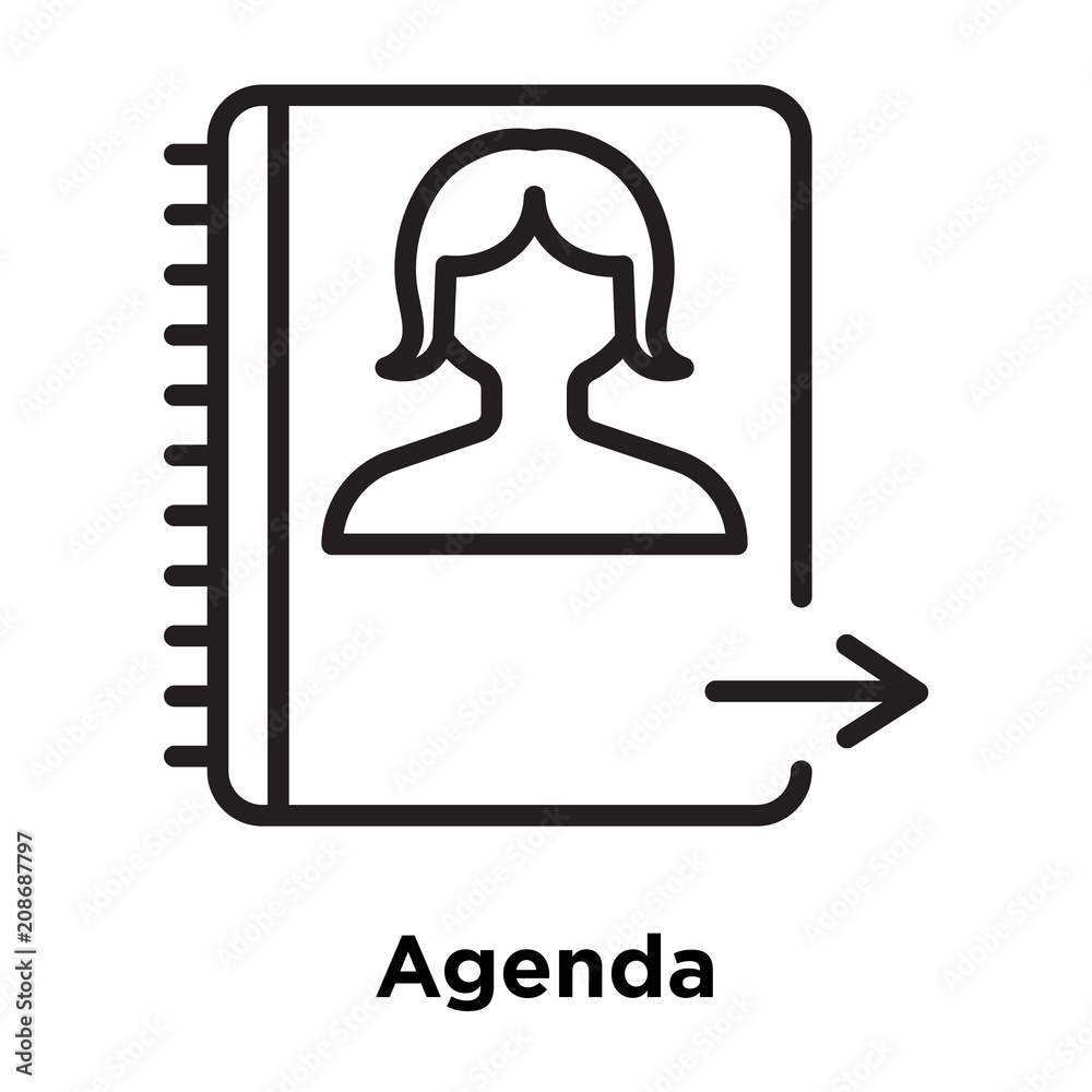 Agenda icon vector sign and symbol isolated on white background, Agenda logo concept , outline symbol, linear sign Agenda icon vector sign and symbol isolated on white background, Agenda logo concept , outline symbol, linear sign
