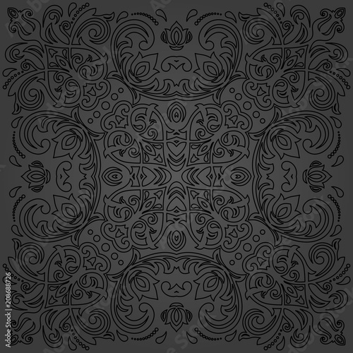 Elegant vintage vector ornament in classic style. Abstract traditional pattern with black oriental elements. Classic vintage pattern
