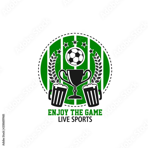 Vector enjoy soccer game beer pub icon