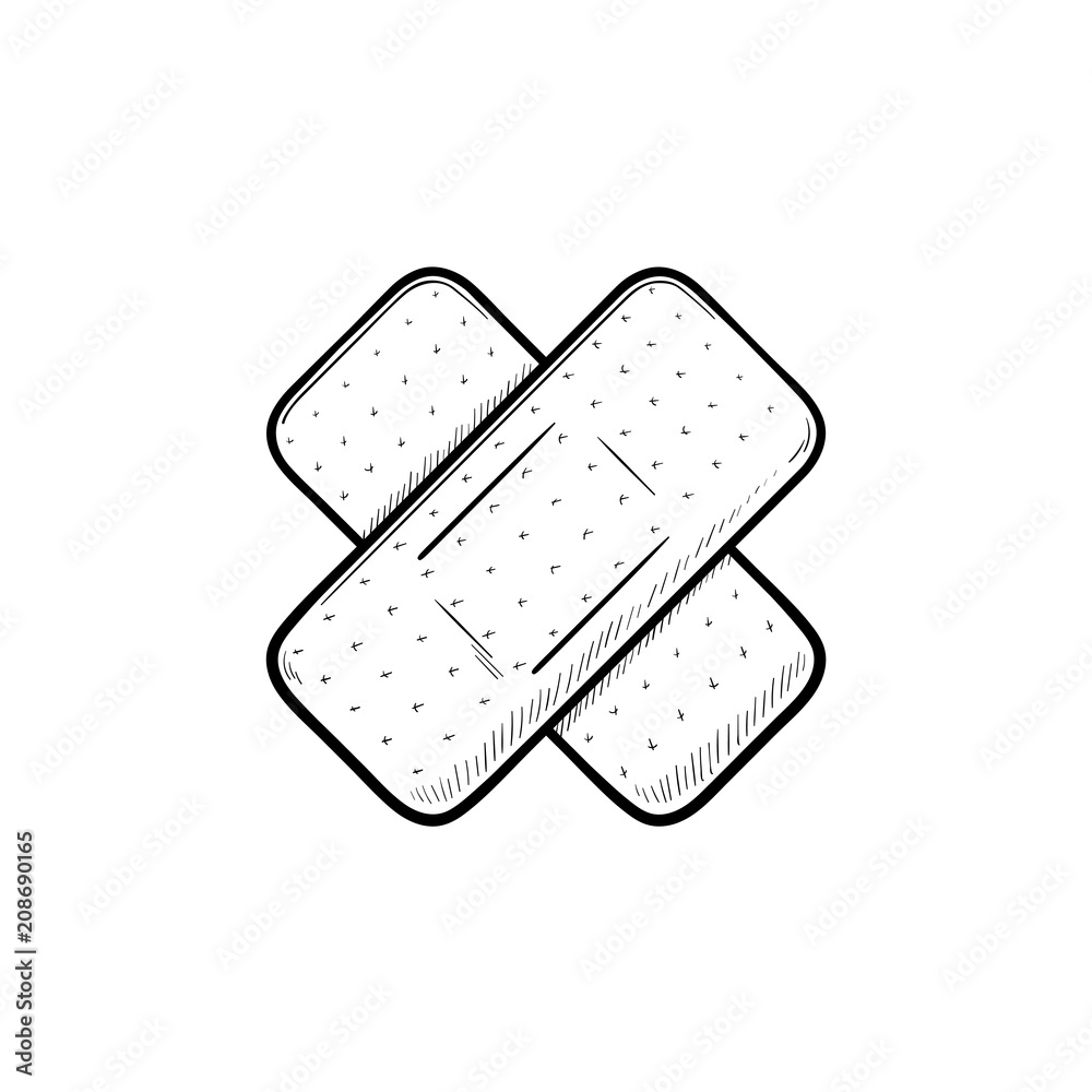 Adhesive plaster hand drawn outline doodle icon Adhesive plaster hand drawn outline doodle icon