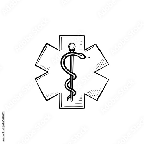 The Star of Life hand drawn outline doodle icon