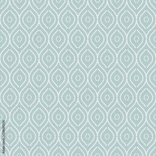 Seamless vector ornament. Modern background. Geometric modern pattern with white wavy dotted eements