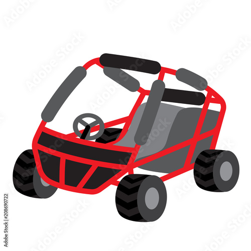 Beach buggy transportation cartoon character perspective view isolated on white background vector illustration.