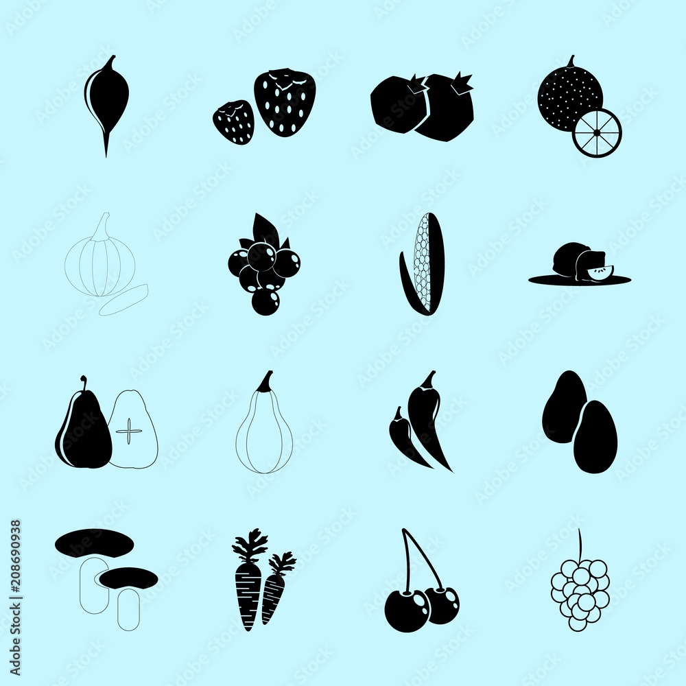 Fruit and Vegetables icons set