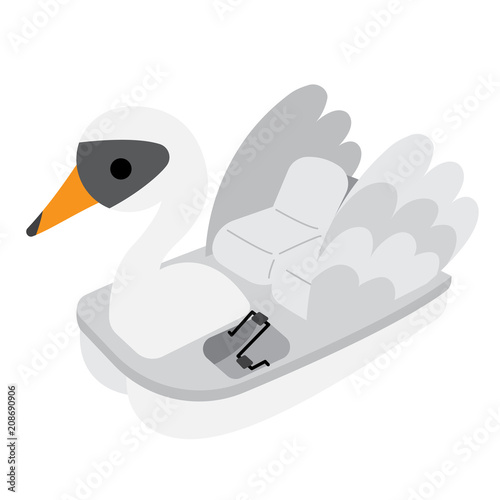 Pedal Boat transportation cartoon character perspective view isolated on white background vector illustration.