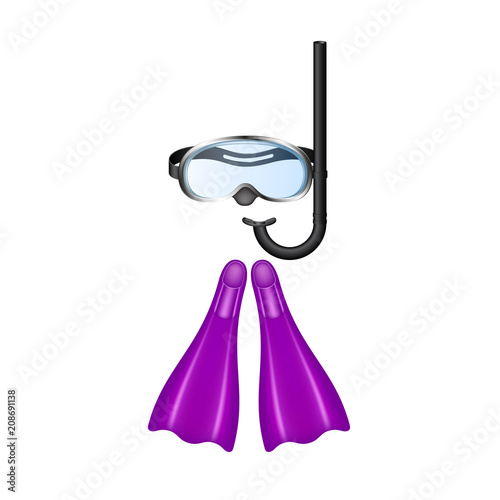 Retro diving goggles with purple flippers