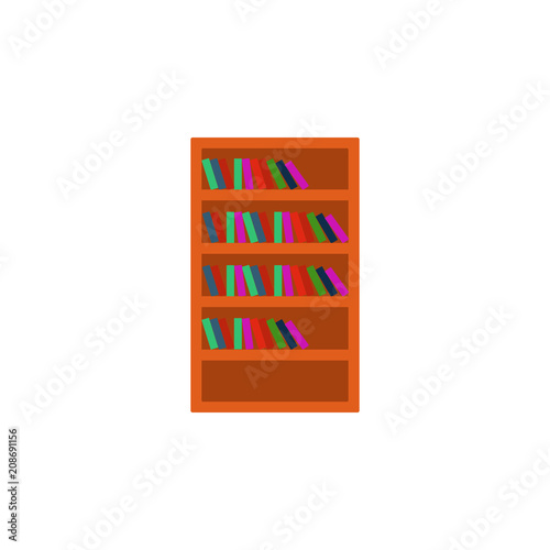 bookcase flat icon. Element of furniture colored icon for mobile concept and web apps. Detailed bookcase flat icon can be used for web and mobile. Premium icon