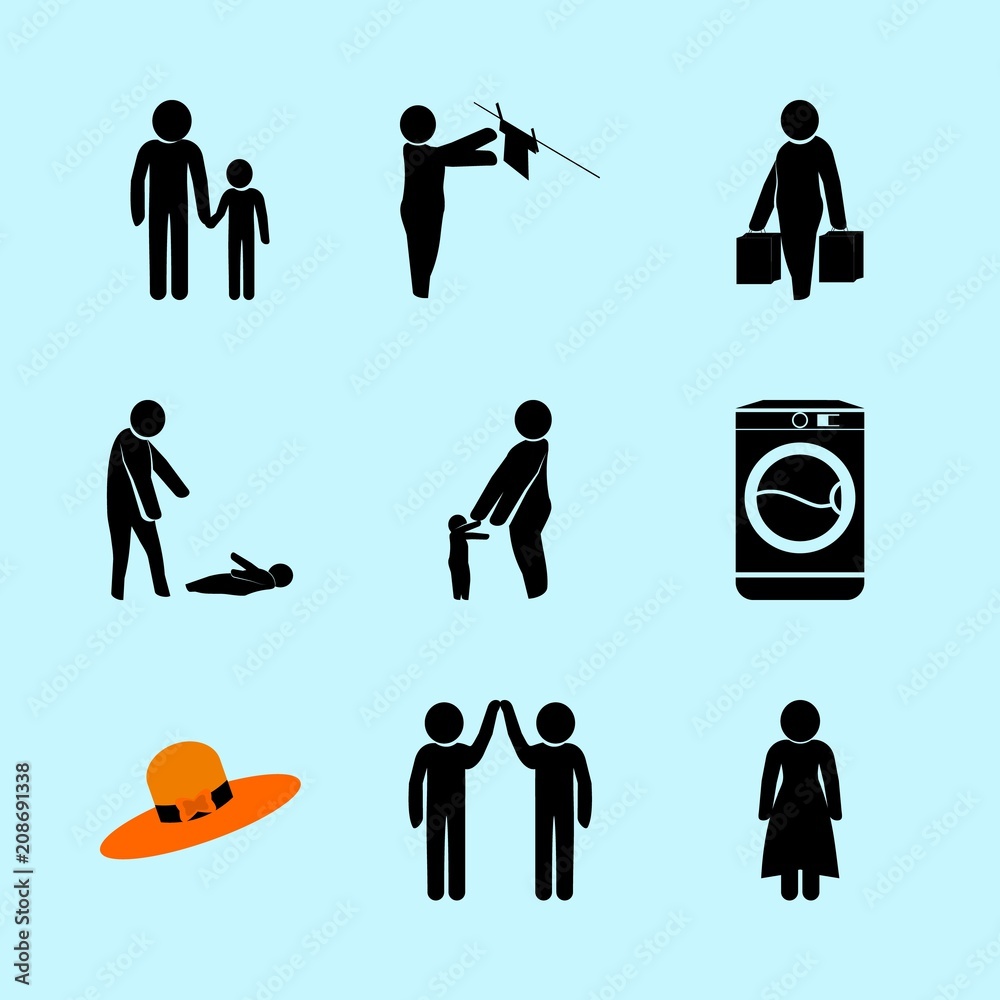 icons about with emotion, symbol, catwalk, and dad Stock Vector | Stock