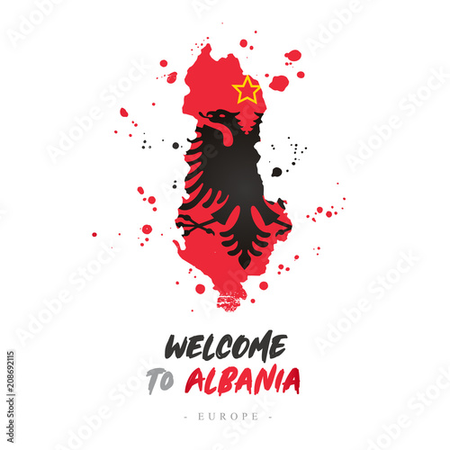 Welcome to Albania. Flag and map of the country