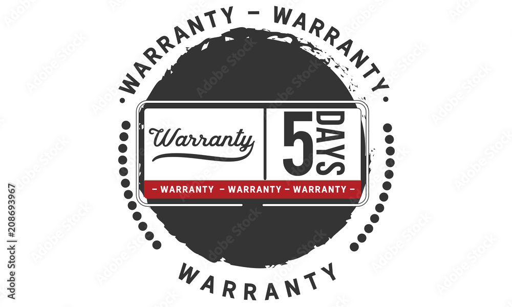 5 days warranty icon vintage rubber stamp guarantee