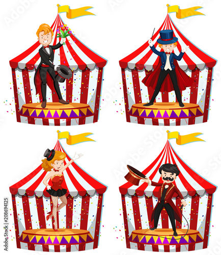 Set of circus entertainers