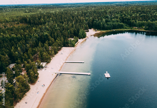 Aerial view of Best beach in Finland near Helsinki - Sääksjärvi