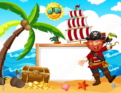 A Pirate Banner on the Beach