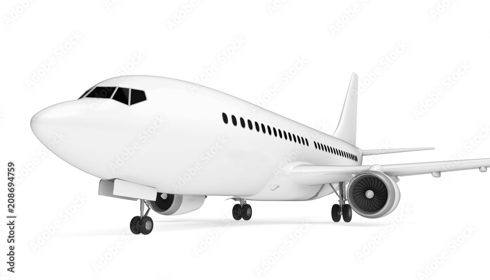 White Airplane Isolated