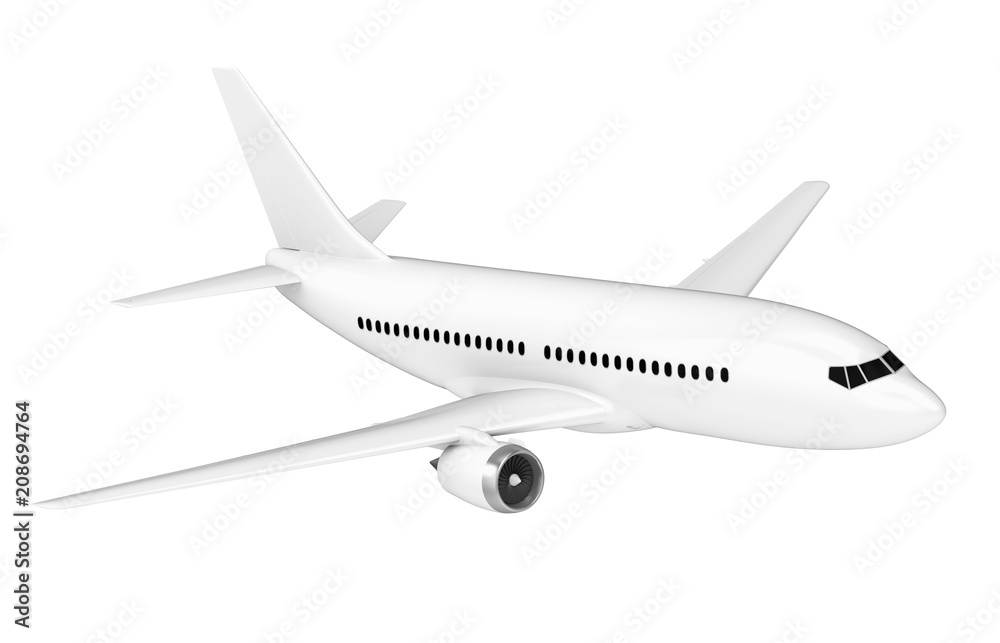 White Airplane Isolated
