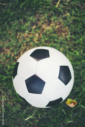 Soccer football on grass field © Johnstocker