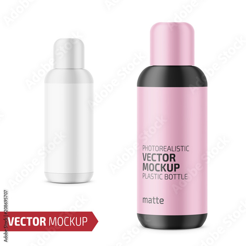 White plastic cosmetic bottle template.
