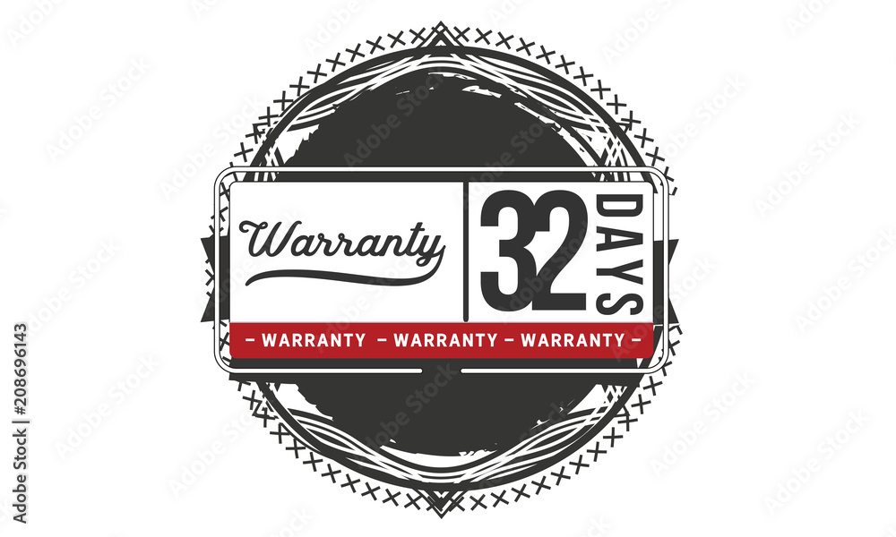 Fototapeta premium 32 days warranty icon vintage rubber stamp guarantee