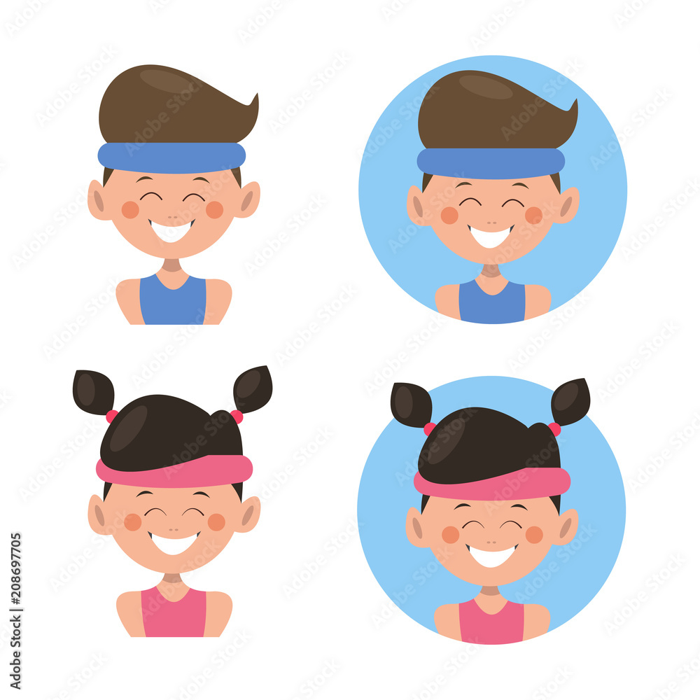 Avatar set.Boy and girl.Character design.Vector illustration for web. Avatar set.Boy and girl.Character design.Vector illustration for web.