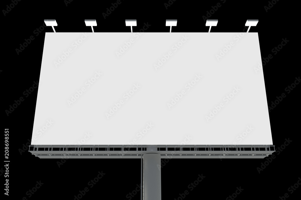 Obraz premium Blank billboard isolated on black background
