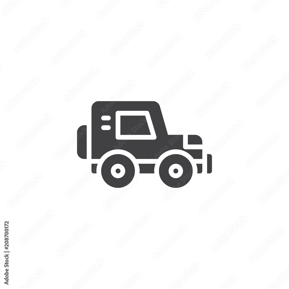 Four wheel drive car vector icon. filled flat sign for mobile concept and web design. off road car simple solid icon. Symbol, logo illustration. Pixel perfect vector graphics