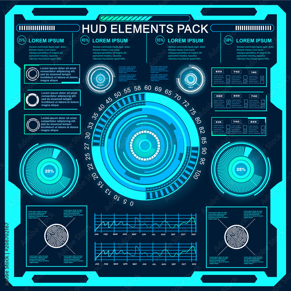 Futuristic blue virtual graphic touch user interface Futuristic blue virtual graphic touch user interface