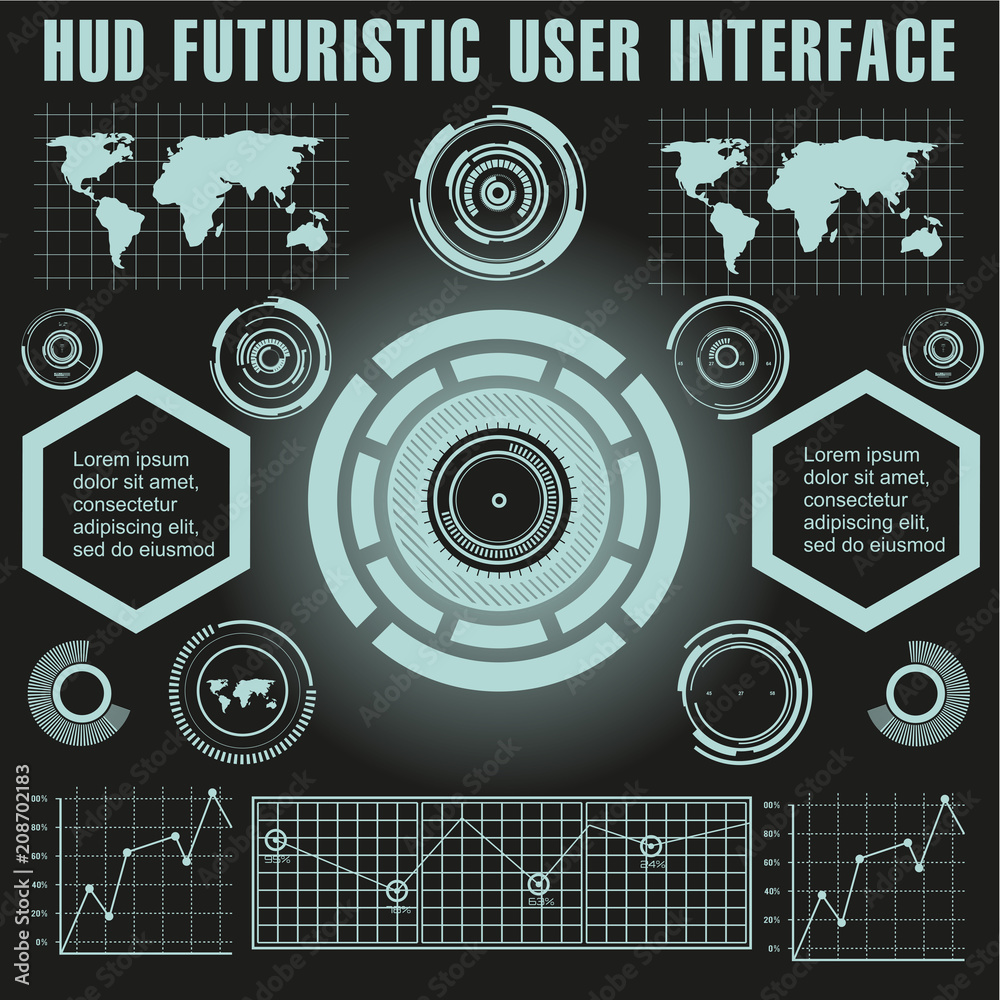 Obraz premium Futuristic blue virtual graphic touch user interface