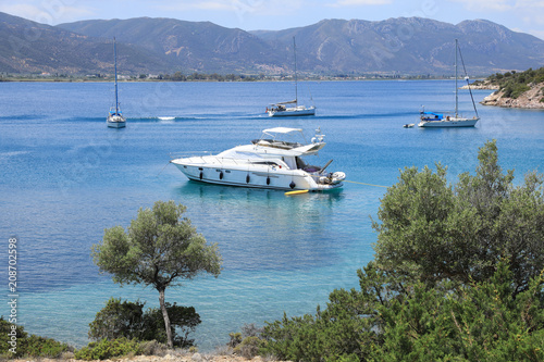 Seascape cost of the Poros island, Love bay, Greece, June 10th, 2018. photo