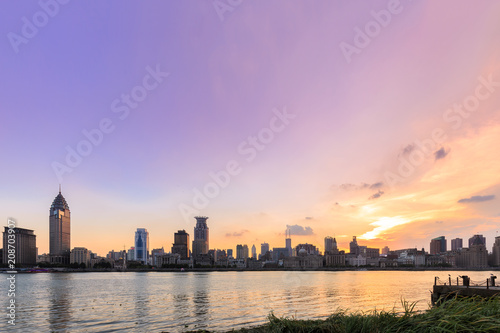 The Bund in Shanghai at sunset 