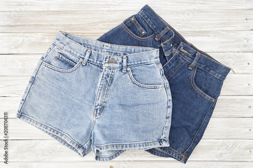 two vintage woman Jeans denim shorts