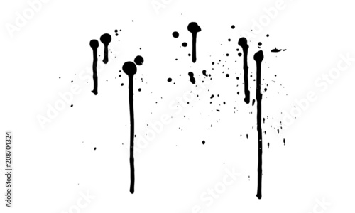 Fotografija Ink Splatter Black Paint Brush Splashes