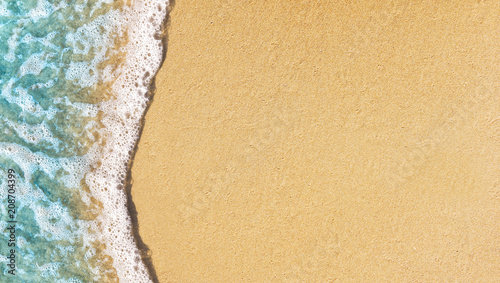Fotografie, Obraz Soft wave lapped on empty sandy beach, Summer Background