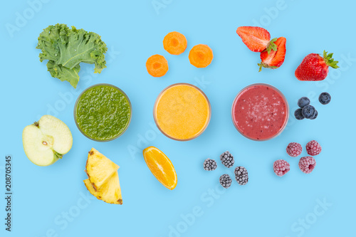 Creative layout of fresh smoothies