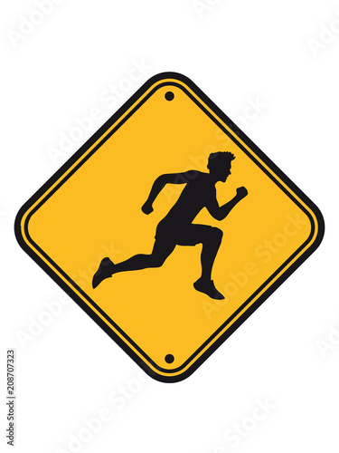 Wallpaper Mural schild achtung warnung gefahr vorsicht hinweis sport rennen sprinten schnell ausdauer training joggen laufen mann walken wettrennen fitness cool Torontodigital.ca