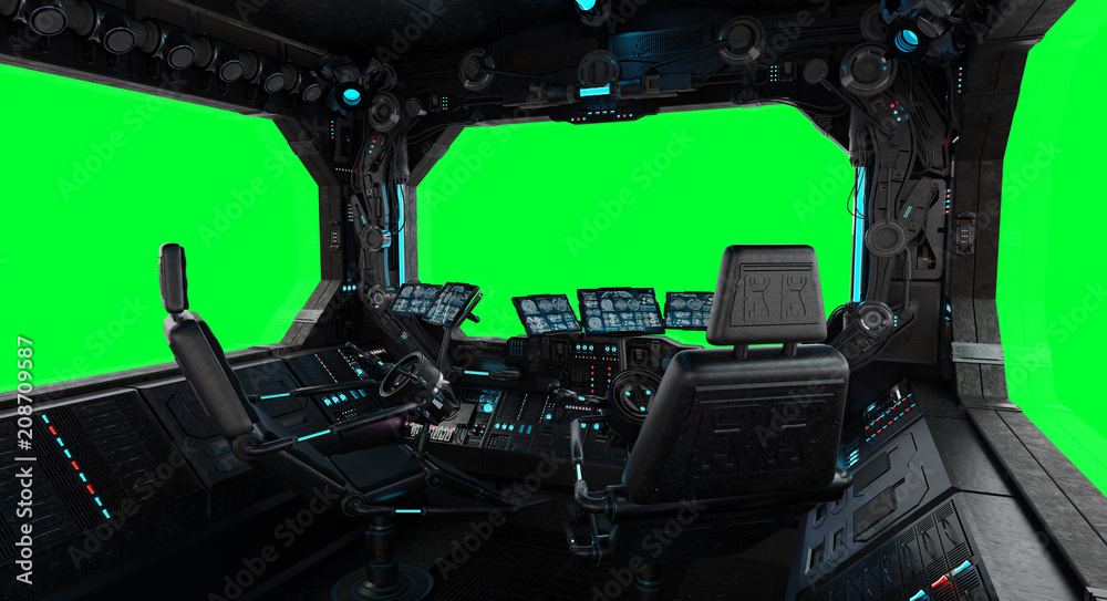 Fototapeta premium Statek kosmiczny grunge wnętrza okna na białym tle