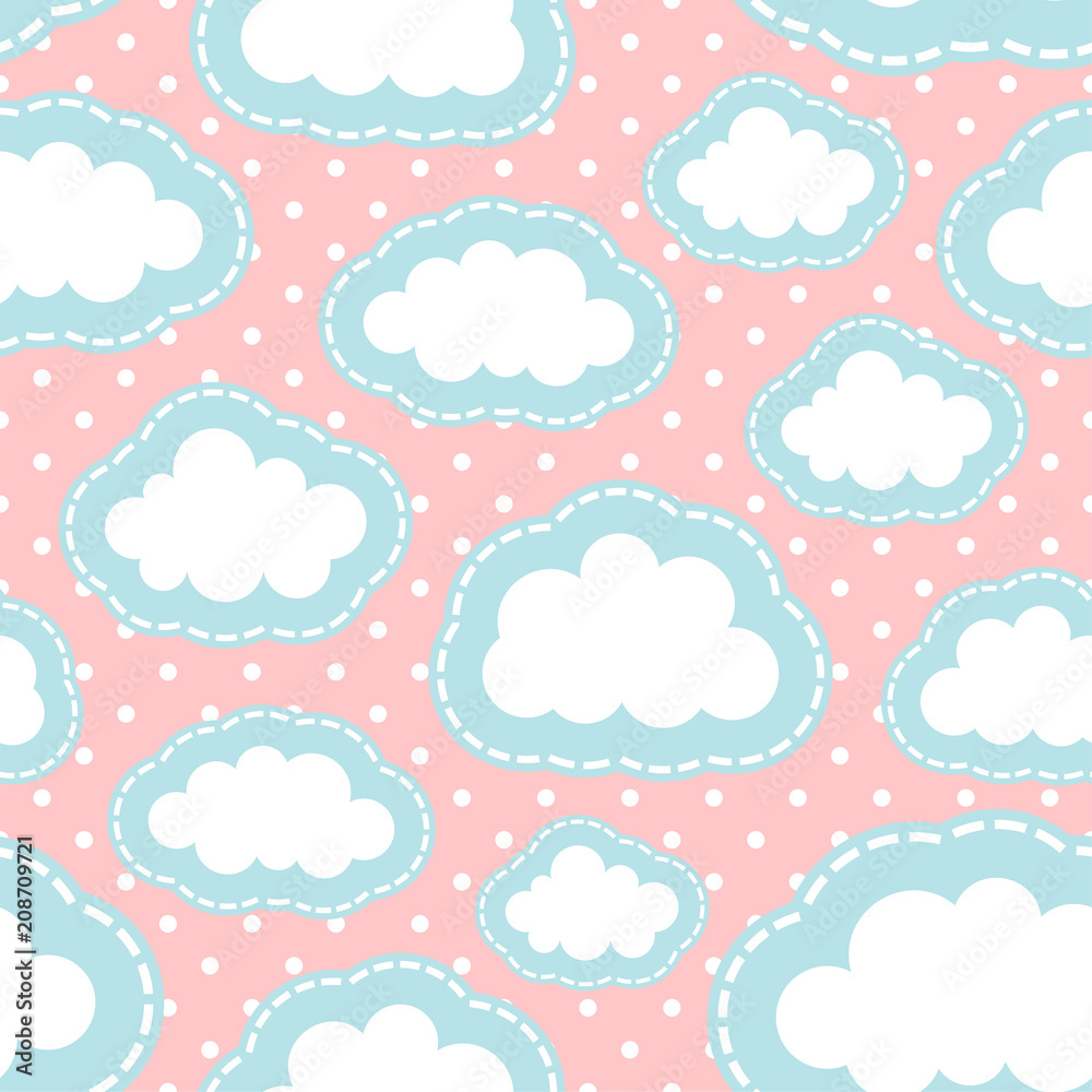 Cute Cartoon Cloud Seamless Pattern Background, Vector illustration Cute Cartoon Cloud Seamless Pattern Background, Vector illustration