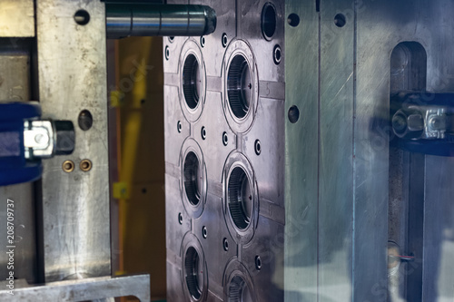 Steel mold. The main working part of the plastic injection molding machine photo