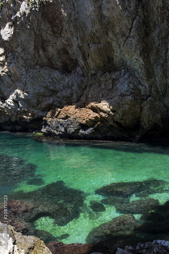 Beautiful azure water in secret cave