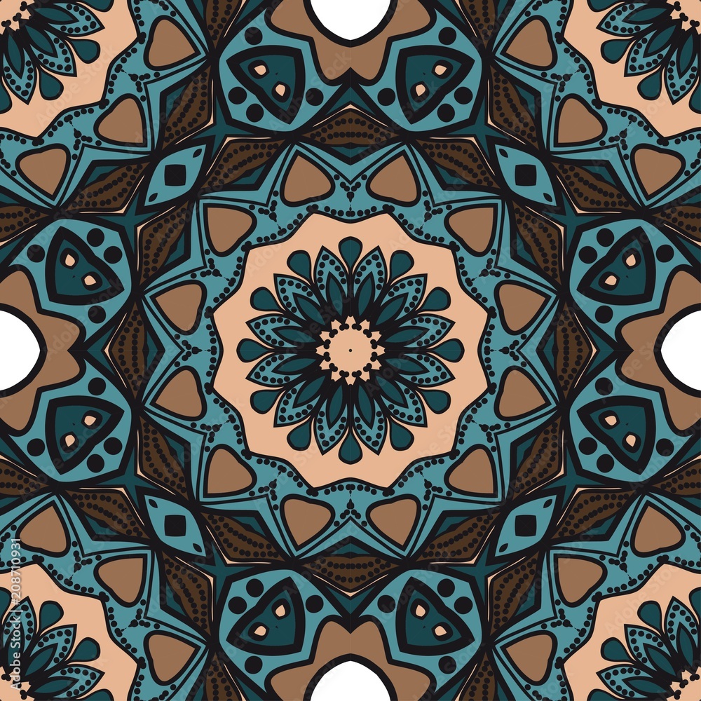 Decorative floral ornament. seamless pattern. vector illustration. Tribal Ethnic Arabic, Indian, motif. for interior design, wallpaper