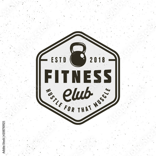 vintage fitness gym logo. retro styled sport emblem. vector illustration