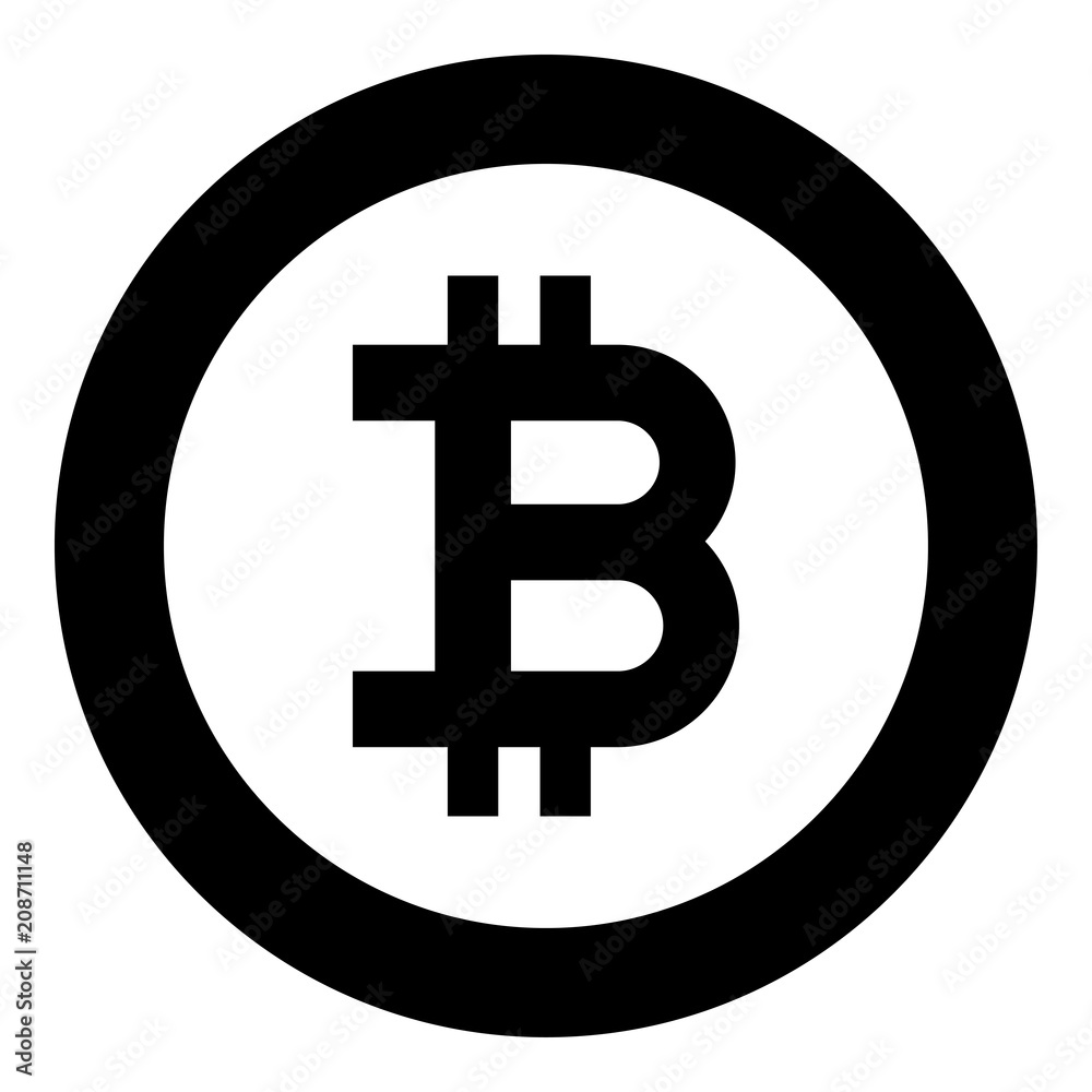 Bitcoin icon black color in circle round Bitcoin icon black color in circle round