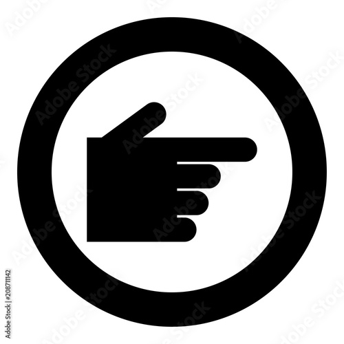 Pointing hand icon black color in circle round