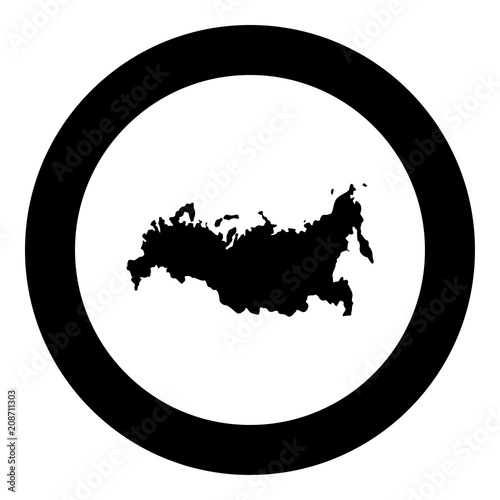 Map of Russian icon black color in circle round