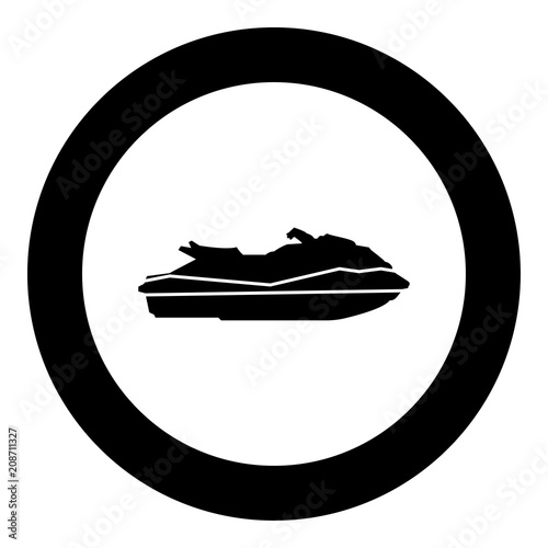 Waverunner icon black color in circle round