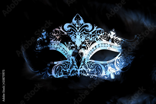 beautiful decorative venice style mask with filigrane linear ornaments. Graphic effect.