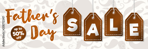 Design of banner with mustaches for Father's Day Sale - Vector.